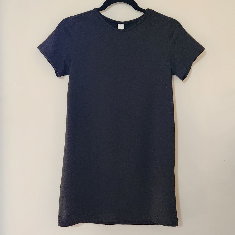 SHEIN Kids Girls Black Short Sleeve T-Shirt Dress-Size 10